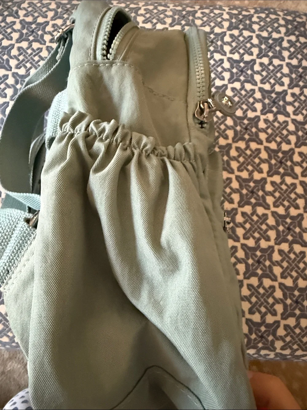 MUKAITE Mint Green Round Front Backpack with Zip Pocket